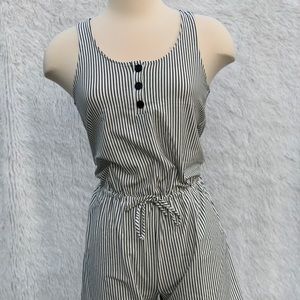 NawT White And Black Romper Shorts Round Neck Front casual look